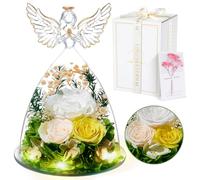 Christmas Preserved Real Rose for Womens, Forever Rose in Glass Angel Birthday Gifts for Mum Women Wife, Eternal Flowers Gifts for Her on Christmas, Anniversary, Valentine's Day, Mother's Day