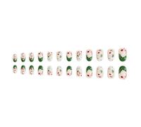 Christmas Press On Nails Acrylic Nails With Snowflake Designs Glossy False Nails Winter Acrylic Nails For Women 24Pcs