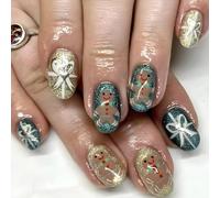 Christmas Press On Nails False Nails With Designs Stick On Nails Short Acrylic Nails Manicure Nails Art For Women 24pcs