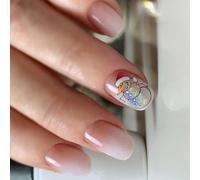 Christmas Press On Nails Snowman False Winter Full Covers Stick White Gradients For Woman Christmas Press White Gradient Snowman Stick