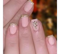 Christmas Press On Nails Square Fake Nails Glossy Winter Designs False Nails Full Covers Artificial Acrylic Nails 24pcs
