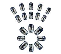 Christmas Press On Nails Stick On False With Glossy Snowflake Designs Full Covers Accesories Winter False Nails