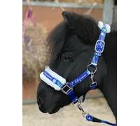 Christmas Print Blue Headcollar Lead Rope Set for Mini Shetland (Mini Shetland)