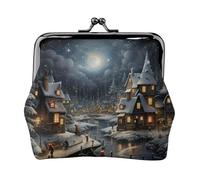 Christmas print Cute Buckle Coin Purses Vintage Pouch Kiss lock Change Purse Wallets for Women Fashion, Black, One Size, Vintage