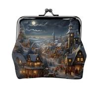 Christmas print Cute Buckle Coin Purses Vintage Pouch Kiss lock Change Purse Wallets for Women Fashion, Black, One Size, Vintage