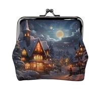 Christmas print Cute Buckle Coin Purses Vintage Pouch Kiss lock Change Purse Wallets for Women Fashion, Black, One Size, Vintage