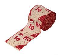 Christmas printed ribbon for tree decorations, wreaths, and For flower garlands, crafted from linen and wire to maintain design integrity throughout holidays (linen color)