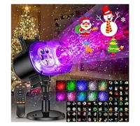 Christmas Projector, Halloween Christmas Projector Lights Indoor Outdoor 2 in 1- Wave + 16 Patterns Projection Light Party Garden Decorati