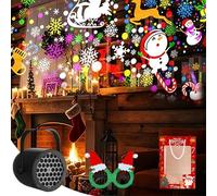 Christmas Projector Light, 16 Slides LED Xmas Projector Lamp, Waterproof Projection Light Snowflake Snowman Christmas Tree Lights for Xmas Party Decorations (Black, Christmas Design)