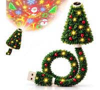 Christmas Projector Light Indoor, Plug and Play HD Christmas Projector | USB Christmas Tree Projector with 6 Festive Scenes, Plug in Night Light Ceiling Projector for Room Holiday Party Xmas Gifts