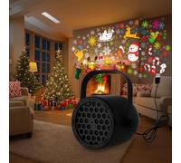 Christmas Projector Lights, 2025 New 16 Slides LED Xmas Projector Lamp, Waterproof Projection Light, Christmas Snowflake Snowman Light Outdoor for Christmas Xmas Holiday Party (Black)