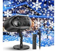 Christmas Projector Lights - Bigger LED Snowflake Projector Lights Outdoor, Moving Rotating Snowstorm with Remote Control Timer, Indoor/Outdoor Waterproof for Christmas Party Decoration