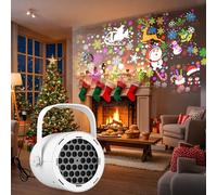 Christmas Projector Lights Outdoor, 16 Patterns LED Xmas Projector Lamp, Waterproof Projection Light Snowflake Snowman Christmas Tree Light for Xmas Party Decorations (White, Snowman)