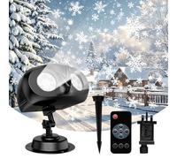 Christmas Projector Lights Outdoor, 2025 2-in-1 Binocular LED Snowflake Projector Lights with Remote Control, Waterproof HD Projector Lights, Indoor Outdoor Decoration for Christmas Party Wedding