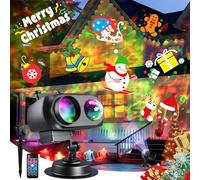 Christmas Projector Lights Outdoor, All-in-1 Holiday Lights Projector with 20 Slides/160 HD Patterns, 10 Colors Ocean Wave for House, Garden, Yard, Xmas, New Year, Valentine's Day, Thanksgiving Day