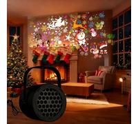 Christmas Projector Lights Outdoor Indoor,16 Slides Led Xmas Projector Lamp,Waterproof Projection Light Snowflake Snowman Christmas Tree Light for Xmas Party Decorations (Black, Snowman)