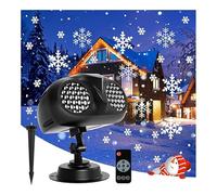 Christmas Projector Lights Outdoor, LED Binocular Rotating Snowflake Projector Lights, Waterproof Snowfall Landscape Light with Remote RF Control Timer for Xmas Christmas Party Decor