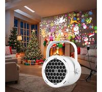 Christmas Projector Lights, Xmas Projector Lamp with 16 Christmas-Themed Designs, Waterproof Projection Light, 360° Rotation Christma Snowflake Projectors Lights, for New Year Party Decor (White)