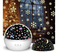 Christmas Projector Night Light Indoor, Snowflake NightLight for Room Decor, Kids Star Projector Night Light with Starry&Snowfall Theme,Xmas Birthday Gift Toy for Baby Toddler