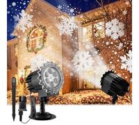 Christmas Projector Outdoor, LED Snowflake Projector with Timer, IP65 Waterproof and Cold Resistant, Three Installation Methods, Christmas Lights for Outdoor, Wall and Party
