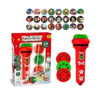 Christmas Projector Torch Toy Set with 3 Interchangeable Discs,Kids Projector Flashlight Christmas Projectors Torch Slide Projectors for Kid,24 Patterns Xmas Kids,Holiday Home Kindergarten (Red)
