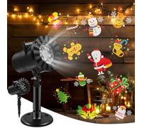 Christmas Projector, Waterproof Dcoration Lighting12 Slides with Moving Snowflakes & Dancing Stars for Indoor/Outdoor Garden & Home Holiday Magic