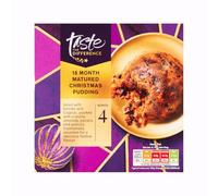 Christmas Pudding 400g - Sainsbury - 18 Month Matured Christmas Pudding - Dessert Laced with Brandy and Cognac - Packed with Crunchy Almonds, Pecans, and Walnuts - Serves 4