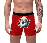 Christmas Pudding Boxers Men, Christmas wear 3D Printed Breathable Comfortable Inner Mid Rise With Waist Boyshort wea Features (Red XL)