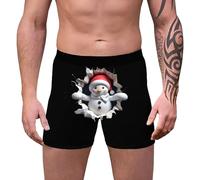 Christmas Pudding Boxers Men, Christmas wear 3D Printed Breathable Comfortable Inner Mid Rise With Waist Boyshort wea Features (Black XL)