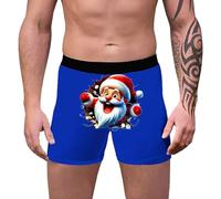 Christmas Pudding Boxers Men, Christmas wear 3D Printed Breathable Comfortable Inner Mid Rise With Waist Boyshort wea Features (Blue XXXL)