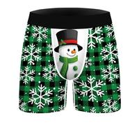Christmas Pudding Boxers Men - Mens Christmas Digital 3D Printing Breathable Comfortable And Fashionable With Waist Boyshort Underwear (Green, M)