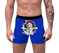 Christmas Pudding Boxers Men - Mens Christmas Underwear 3D Printed Breathable And Comfortable Inner Mid Rise With Waist Boyshort Underwea Features (Blue, Xl)