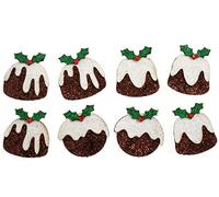 Christmas Pudding Glitter Stickers Embellishment x 8