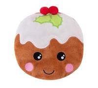 Christmas Pudding Handwarmer - Microwave Heated Reusable Warmer with Red Pom-Pom Berries - 16cm Plush Polyester Cover with Ceramic Beads - Festive Gift