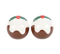 Christmas Pudding Salt and Pepper Shakers - Festive Ceramic Holiday Tableware, Perfect for Adding Seasonal Cheer to Your Dining Experience - Unique Christmas Pudding Design, Great Gift Idea