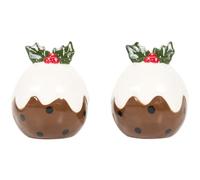 Christmas Pudding Salt and Pepper Shakers - Set of 2 Festive Tableware Decoration