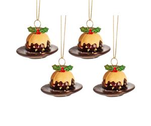 Christmas Pudding Shaped Bauble (Set of 4)
