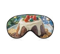 Christmas Pudding Sleep Mask Light Blocking Eye Cover Polyester Eye Mask with Elastic Strap Blindfold for Side Sleeper Sleeping Masks Face Hugging for Women Men Travel