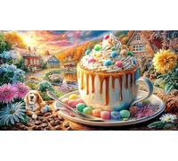 Christmas-pudding-with-coffee-and-ornaments Jigsaw Puzzle 1000 Pieces Impossible Hard Difficult Educational Games for Adults Kids Great Gift Idea for Relaxation 38x26/1000pcs