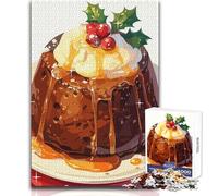 Christmas Pudding with Holly And Berries 1000 Piece Jigsaw Puzzles for Adults Creative Problem Solving Game Heartfelt Memorable Gift Idea Size 50x75cm