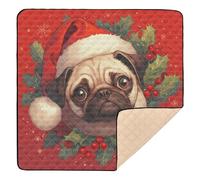 Christmas Pug Dog Cute Cute Baby Crawling Mat for Indoor Outdoor One-Piecing Foldable Tummy Time Mat for Baby Kids Toddlers Infants, 50'' x 50''