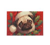 Christmas Pug Dog Cute Piecing Puzzles Adults Puzzle Piecing Entertainment and Intelligence Funny Brain Games Perfect for Game Nights Puzzles for Adults 500 Piecing
