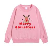 Christmas Pullover for Boys Girls Xmas Cute Reindeer Printed Sweatshirt Girls Xmas Santa Snowman T Shirt Long Sleeves Crew Neck Tops Casual Loose Clothes Age 1-7 Years (9-10 Years) Pink