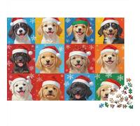 Christmas Puppies Smiling 1000 Piece Fun Present: Mr And Mrs Claus Lantern for Adults & Kids Activity for Home Gift 70x50cm/1000pcs