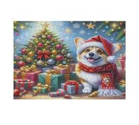 Christmas Puppy 300 Piece Jigsaw Puzzle for Adults Christmas Holiday Jigsaw Weekend DIY Activity Parent Child Bonding Vibrant Design Perfect Festival Gift 300 PCS