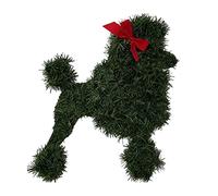 Christmas Puppy & Cat Shaped Wreath with Red Bow, Cute Dog Wreath with Snowflake Sign Ornament, Xmas Pet Wreath for Front Door Holiday Year Round Full Green Doggy Wreaths Garden Home Party Decor (A)