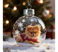 Christmas Puppy Snow Globe, Vivid 3d Animal Christmas Decoration, Luxury Winter Tree Decor Sparkling Star Accents, Snow Scene Holiday Decor, Puppy Cat Pet Lover Keepsake Gift for Tree (H)