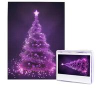 Christmas Purple Tree Puzzles from Photos 500 Pieces Personalized Wooden Puzzle Challenging Jigsaw Puzzles for Adults Custom Picture Puzzle Gifts for Family Wedding Friend
