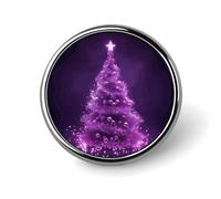 Christmas Purple Tree Round Badge Pin Funny 1 Inch Button Brooch Lapel Pins Fashion Hat Shirt Pin Tie Tack Pinback Buttons Badge Party Supplies Decor Badges For Clothing Coat Hat Dress For Men Women