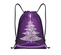 Christmas Purple Tree Title: Lightweight Drawstring Duffel Bag â€“ Water-Resistant Foldable Gym Sack with Adjustable Shoulder Strap, Ideal for Sports, Yoga, Travel and School